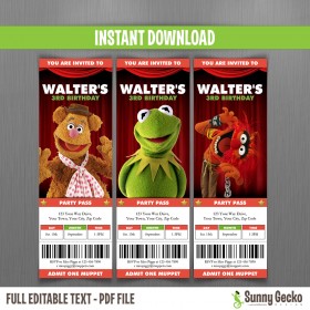 Muppets Birthday Ticket Invitations